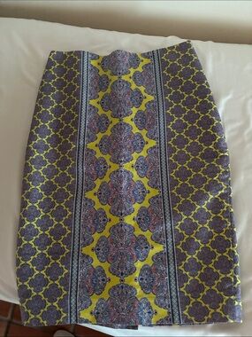 The Limited Patterned Pencil Skirt in Yellow and Purple